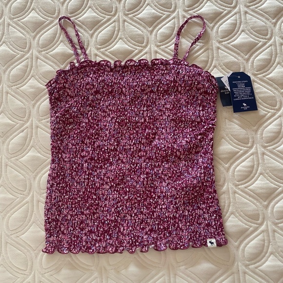 Purple and pink floral brand new Abercrombie ruched tank top - Picture 1 of 3